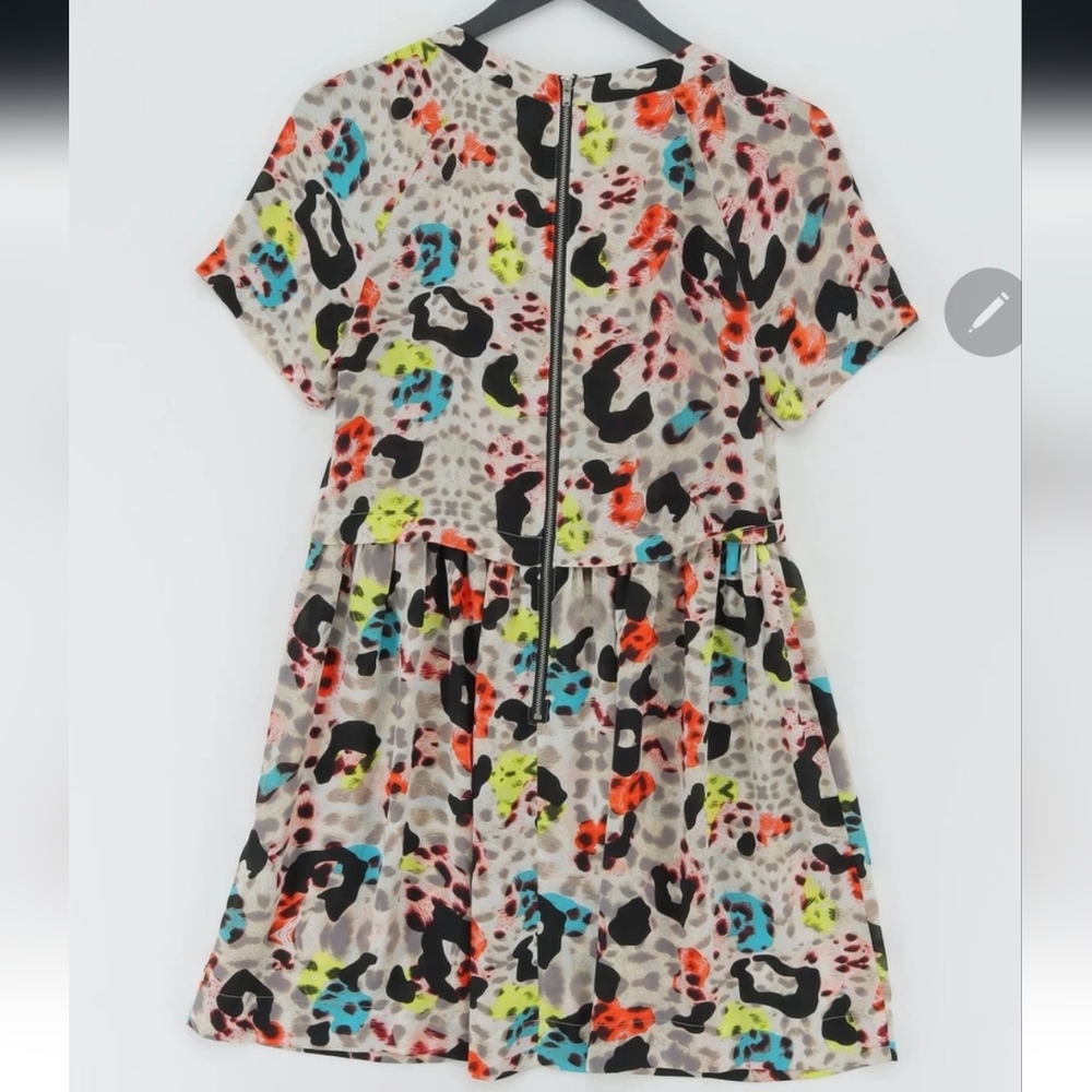 Topshop Multicolor Leopard Print Short-Sleeve Tunic Dress Size 6 - Picture 2 of 11